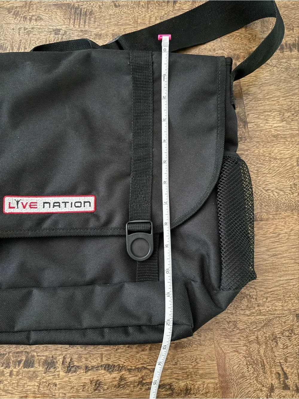 Live Nation Black Messenger Bag with Logo and Adjustable Strap